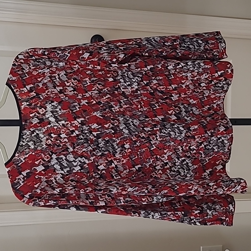 SERENGETI Silky Abstract Pattern Long Sleeve Pull-Over Blouse Size XL - Picture 5 of 7